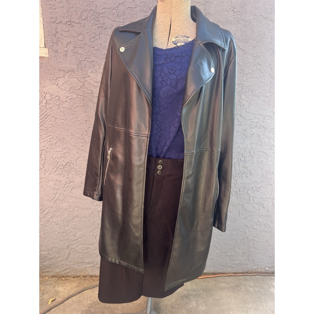 Marc New York By Andrew Marc Long  Faux Leather Women's Jacket Sz. Medium‎